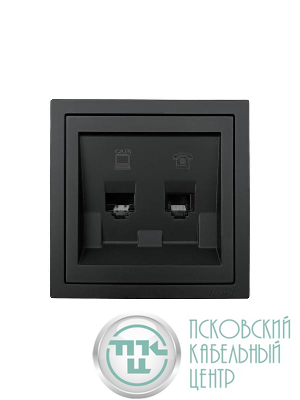 Розетка компьютер+телефон СП ZIMA IP20 с модулем Cat 6 черн. бархат LEZARD 704-4288-144