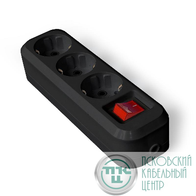 Колодка удлинителя 3-м с заземл. с выкл. АБС-пластик черн. UNIVersal 1310