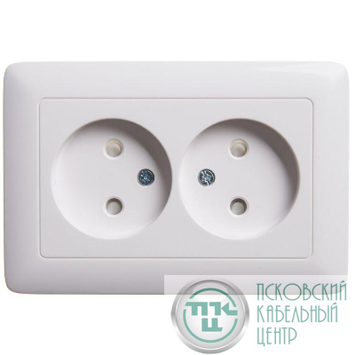 Розетка 2-м СП Хит 16А IP20 без заземл. защ. шторки бел. SE RS16-230-B
