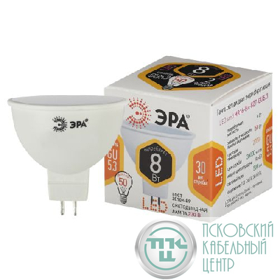 Лампа светодиодная STD LED MR16-8W-827-GU5.3 GU5.3 8Вт софит тепл. бел. Эра Б0057002