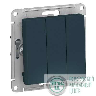 Выключатель 3-кл. СП AtlasDesign 10А IP20 (сх. 1+1+1) 10AX механизм изумруд SE ATN000831