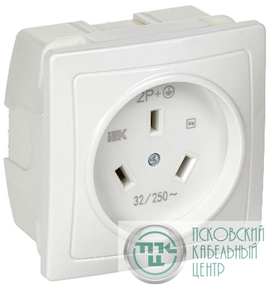 Розетка 1-м СП Рпл11-К 32А IP20 разборная для плиты с заземл. бел. IEK ERP11-032-K01
