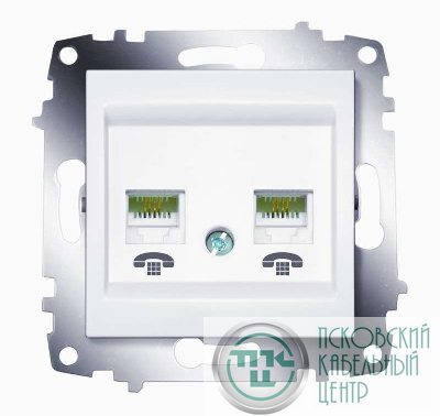 Розетка телефонная 2-м Cosmo RJ11 механизм бел. ABB 619-010200-222