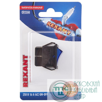 Выключатель клавишный 250В 16А (4с) ON-OFF син. с подсветкой (RWB-502 SC-767 IRS-201-1) блист. Rexant 06-0306-B