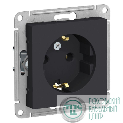 Розетка 1-м СП AtlasDesign 16А IP20 с заземл. механизм карбон SE ATN001043