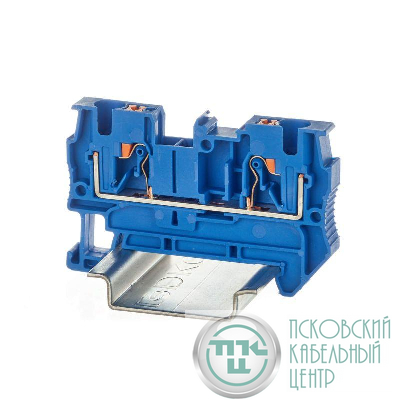Клемма проходная зажим push-in 2 точки подключения 4кв.мм син. DKC VPR-4-BU