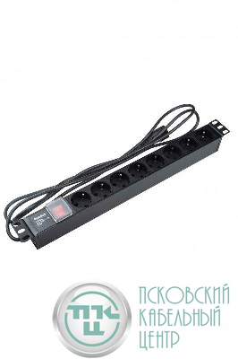 Блок розеток 8-м 10А SHE19-8SH-S-2.5IEC горизонт. шнур 2.5м Hyperline 397035