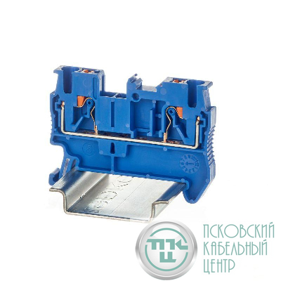 Клемма проходная зажим push-in 2 точки подключения 2.5кв.мм син. DKC VPR-2.5-BU
