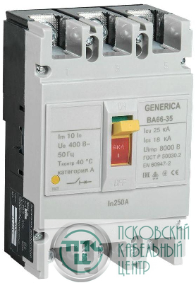 Выключатель автоматический 3п 250А 25кА ВА66-35 GENERICA SAV30-3-0250-G
