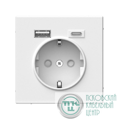 Розетка ArtGallery 16А с 2-мя заряд. устройствами USB A+C 5В/2.4А/3А 2х5В/1.5А механизм бел. SE GAL000132