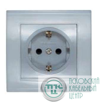 Розетка 1-м СП Бриллиант 16А IP20 с заземл. защ. шторки серебр. UNIVersal 7949889