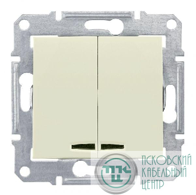 Механизм выключателя 2-кл. СП Sedna 10А IP20 с син. индик. беж. SchE SDN0300347