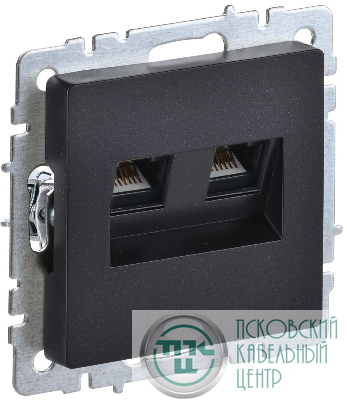 Розетка компьютерная двойн. СП RJ45 кат.6 BRITE РК11-2-БрЧ механизм черн. IEK BR-K20-2-K02