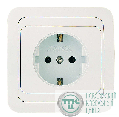 Розетка 1-м СП Mimoza 16А IP20 с заземл. пластик. основ. бел./бел. Makel 12028