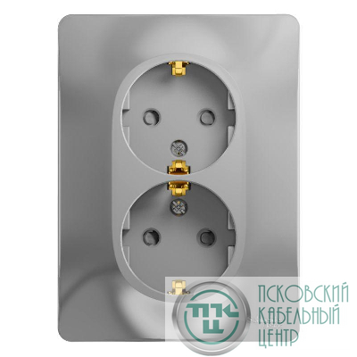 Розетка 2-м СП Glossa 16А IP20 с заземл. защ. шторки в сборе алюм. SE GSL000326