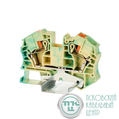 Клемма заземления зажим push-in 2 точки подключения 16кв.мм DKC VPR-16-PE-YG