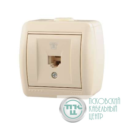 Розетка телефонная 1-м ОП Ната RJ11 крем. Lezard 710-0300-137
