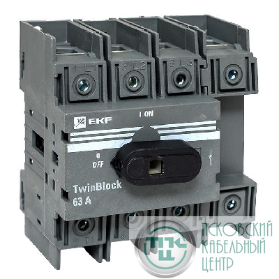 Рубильник 4п 63А с рукояткой управления для прямой установки TwinBlock EKF tb-63-4p-f