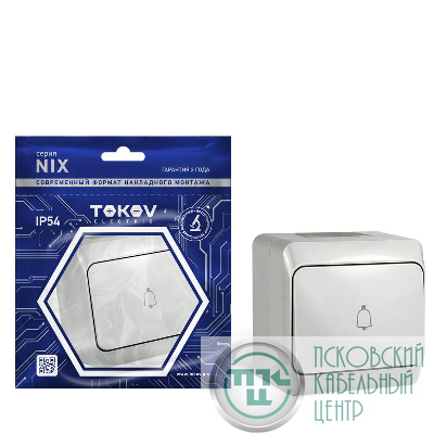 Кнопка звонка ОП Nix 10А IP54 250В сер. TOKOV ELECTRIC TKE-NX-DB-C06-IP54