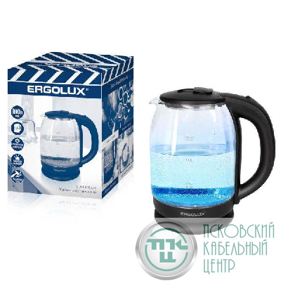 Чайник стеклянный ELX-KG05-C02 черн. ПРОМО Ergolux 14922