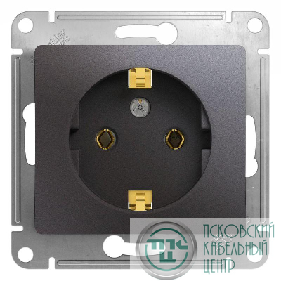 Розетка 1-м СП Glossa 16А IP20 250В с заземл. механизм графит SE GSL001343