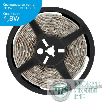 Лента светодиодная Elementary 2835/60-SMD 4.8Вт/м син. IP66 210лм/м 12В 8мм (уп.5м) GAUSS 356000505