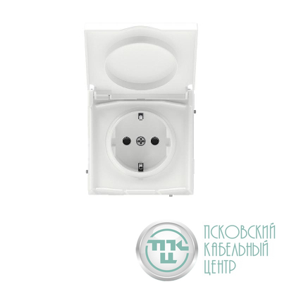 Розетка силовая KANT IP44 2P+E защ. шторки с крышкой бел. магнолия DKC 7000013