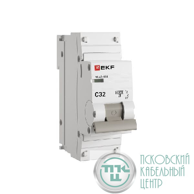 Выключатель автоматический модульный 1п C 32А 10кА ВА 47-100 PROxima EKF mcb47100-1-32C-pro