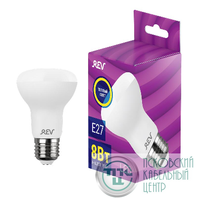 Лампа светодиодная R63 8Вт 2700К тепл. бел. E27 600лм 180-240В REV 32336 5