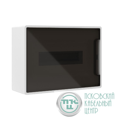 Щиток настенный Фрейм (FRAME) ЩРн-п-12 12мод. с тонированной дверцей с 2 шин PEN на 8+6 отверст. бел. DKC F12W1WD