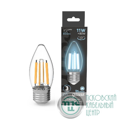 Лампа светодиодная филаментная Black Filament 7Вт свеча 4100К нейтр. бел. E27 580лм GAUSS 103802207