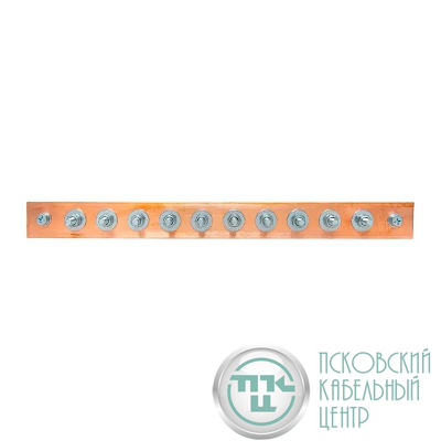 Шина заземляющая главная ГЗШ-10 270х15х3мм 10 подключений М6(М8) без корпуса TVENKOM БП-00015432