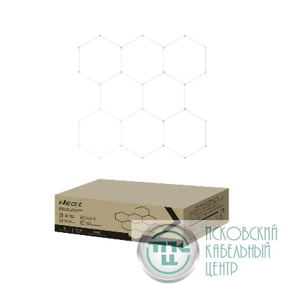 Светильник светодиодный ДБО-HEXAGON 8С-35065 350Вт 6500К 230В 2350х2442мм 8 сот 0.5м шнур с вилкой NEOX 4690612066639