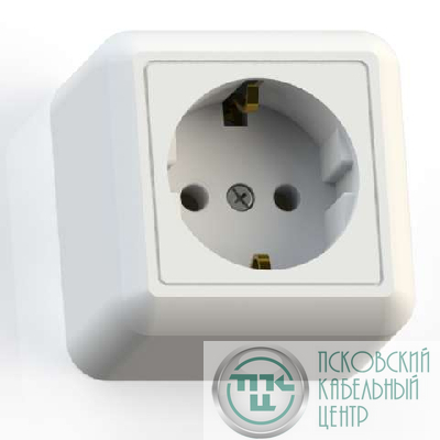 Розетка 1-м ОП Оптима РА16-376 16А IP20 с заземл. с монтаж. пластиной бел. Кунцево 8007