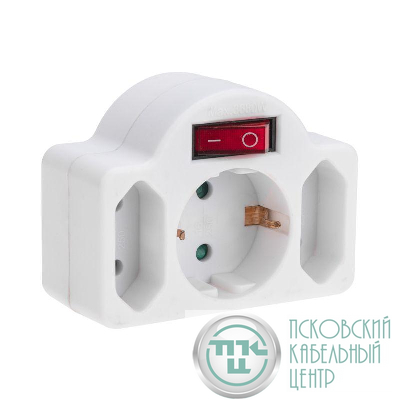 Разветвитель 3-м 16А + 2х2.5А с выключателем с заземл. защ. шторки бел. Rexant 11-1086