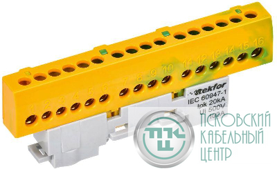 Шина PE "земля" изол. на универс. держ. 6х9-16-ЖЗ TEKFOR IEK TF-NN10-16-KL-K52