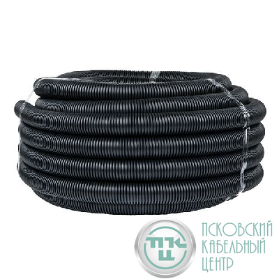 Труба гофрированная d40мм с протяжкой безгалоген. трудногорючая (FRHF) черн. (уп.25м) Plast EKF FRHF-40
