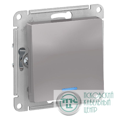 Выключатель 1-кл. СП AtlasDesign 10А IP20 (сх. 1а) 10AX с подсветкой механизм алюм. SE ATN000313