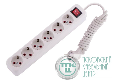 Удлинитель 6х2м с заземл. 16А IP20 Lila с выкл. LEZARD 720-0602-602