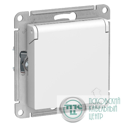 Розетка 1-м СП AtlasDesign 16А IP20 с заземл. защ. шторки с крышкой механизм бел. SE ATN000146