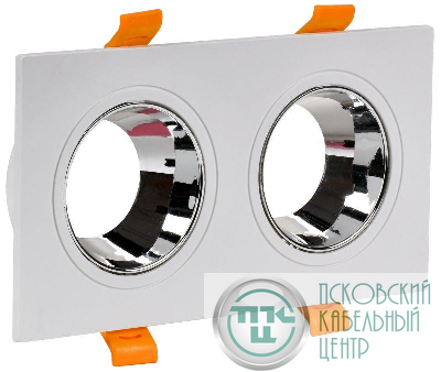 Светильник 4108 встраиваемый поворотный 2хGU10 бел./хром пласт. IEK LT-UVB0-4108-GU10-2-K23