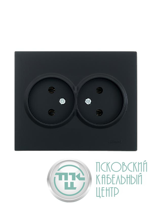 Розетка 2-м СП VESNA без заземл. ПБТ черн. бархат LEZARD 742-4200-128B