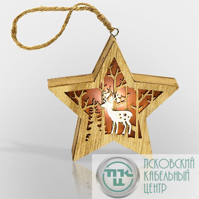 Фигура деревянная с подсветкой "Звездочка" 24х13х3.6см Neon-Night 504-022