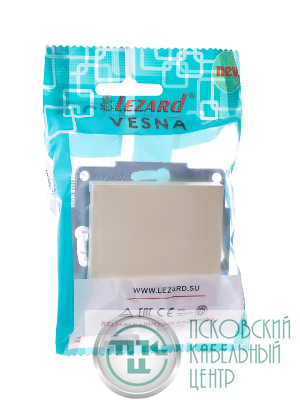 Выключатель 1-кл. 1п СП Vesna 10А IP20 с индикацией механизм крем. LEZARD 742-0388-111