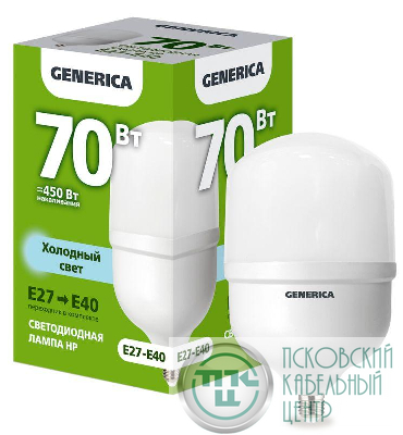 Лампа светодиодная HP 70Вт 6500К E27-E40 230В GENERICA LL-HP-70-230-65-E27-E40-G