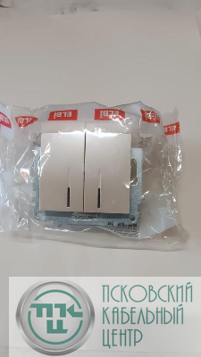 Выключатель 2-кл. СП Zena 10А IP20 с LED-подсветкой механизм жемчуж. ABB 609-012500-203