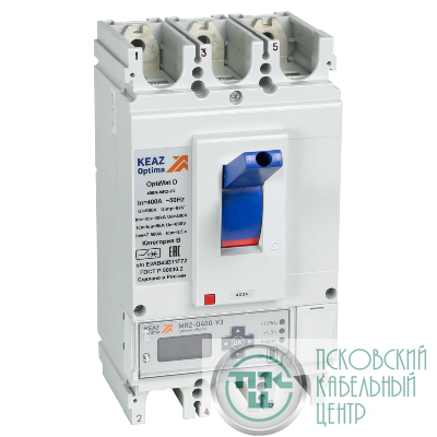 Выключатель автоматический 3п 400А диапазон уставок 160...400А 40кА OptiMat D400N MR1 У3 КЭАЗ 279892