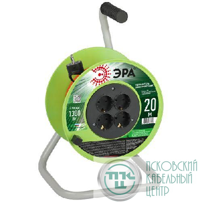 Удлинитель на катушке 4х20м с заземл. RP-4e-3х0.75-20m ПВС 3х0.75 Эра Б0056096