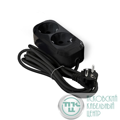Удлинитель 2х3м с заземл. 16А IP20 Е-302 ПВС 3х1 АБС-пластик черн. UNIVersal 2176
