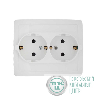 Розетка 2-м СП Simon15 16А IP20 250В с заземл. Schuko защ. шторки винт. клеммы бел. Simon 1590451-030